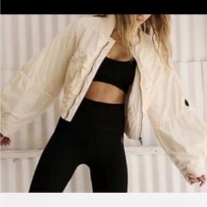 Free People Movement Glitz Blitz Bomber jacket on ivory 💛